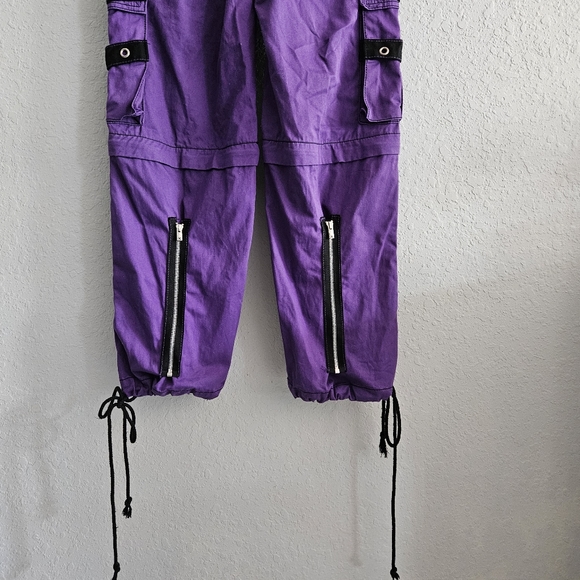 TRIPP NYC✖️Darkstreet Cuff Pants Purple/Black/Silver Metal Chained Cargo SMALL - Picture 10 of 15